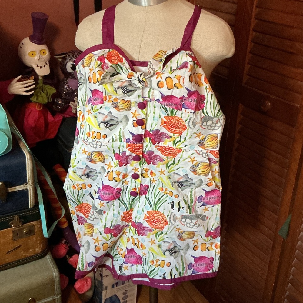NWT Unique Vintage watercolor fish romper